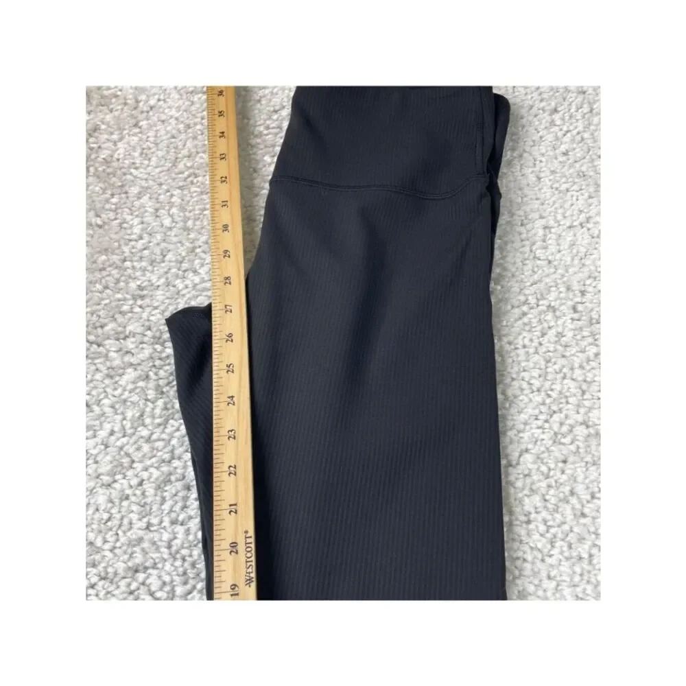 Lululemon Wunder Train Ribbed Hi Rise Tight Black Full Length Womens 10